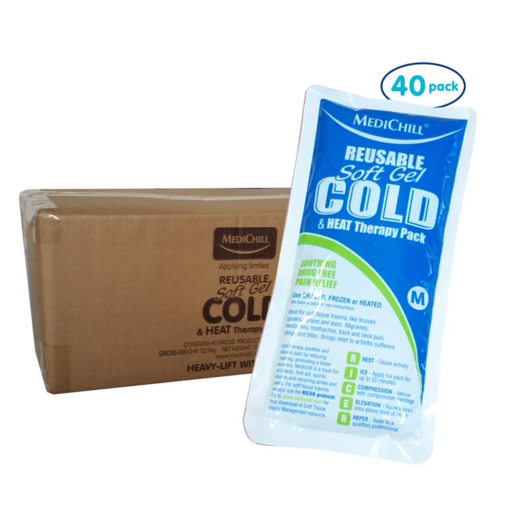 Medium Soft Gel Ice Pack Reusable Hot/Cold 40 Pack